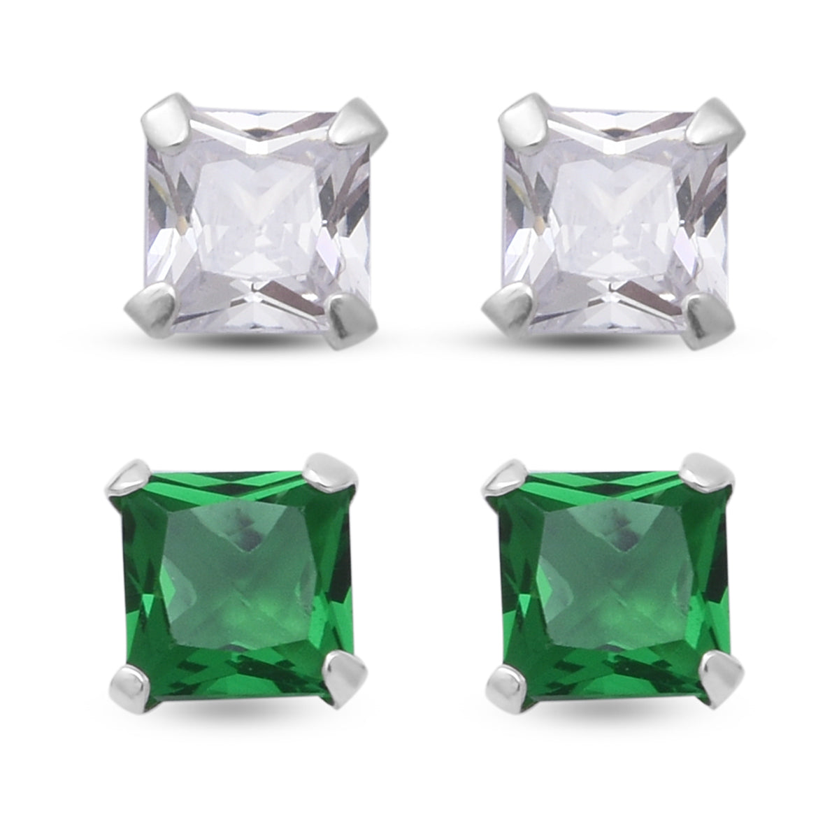 Weißer Zirkonia, Grüner Zirkonia Schmuckset   ca. 3,00 ct.