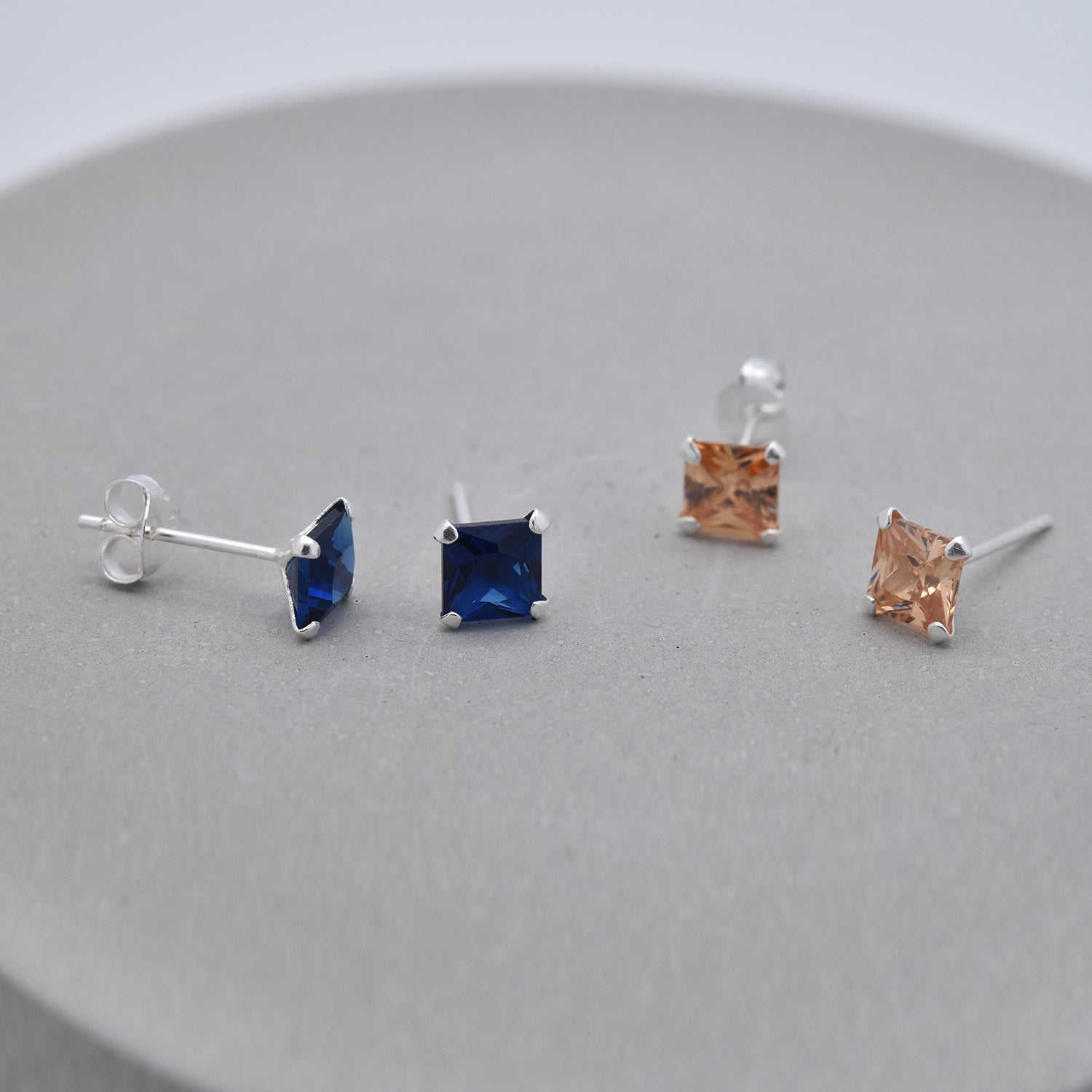 Champagner Zirkonia, Blauer Zirkonia Schmuckset   ca. 3,40 ct.
