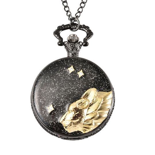 STRADA Taschenuhr mit Elefantenmotiv, Japanisches Uhrwerk, Goldplattierung, inkl. 78,7 cm Kette