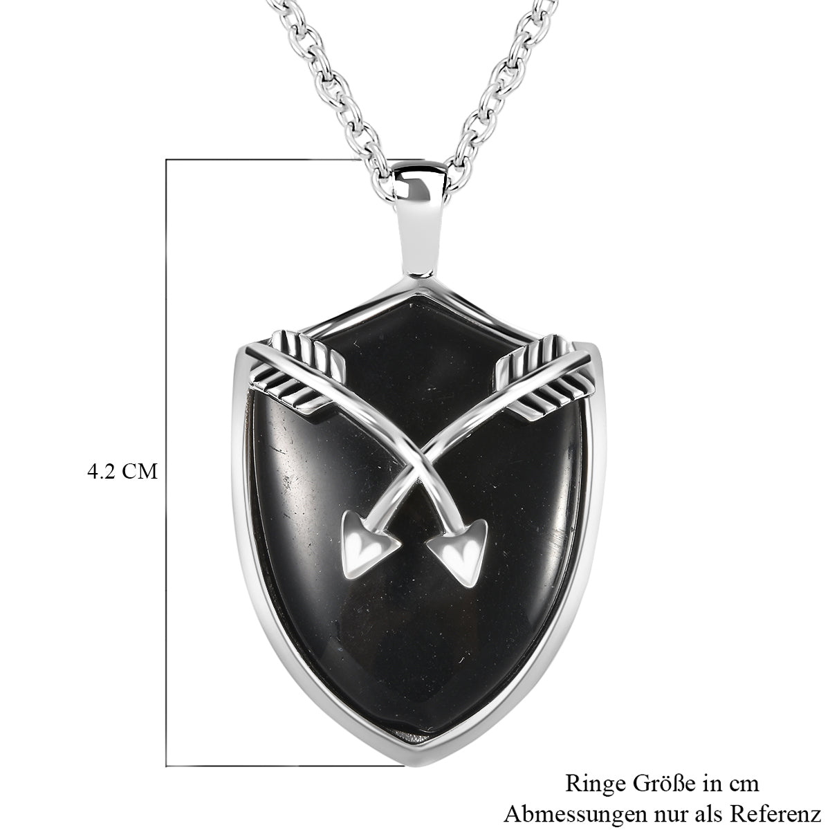 Schwarz gefärbter Achat Anhänger mit Kette, 60 cm, Edelstahl ca. 26,30 ct
