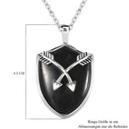 Schwarz gefärbter Achat Anhänger mit Kette, 60 cm, Edelstahl ca. 26,30 ct