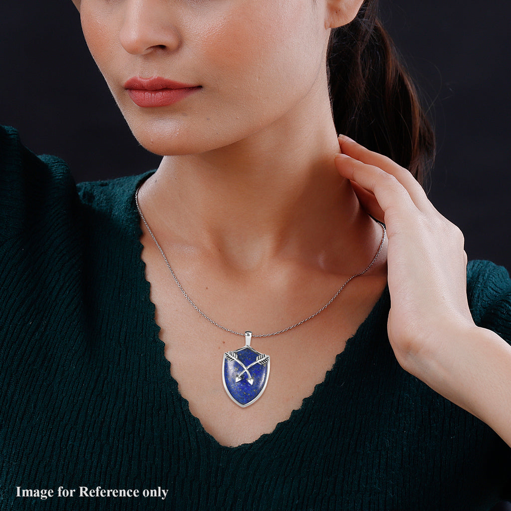Lapislazuli Anhänger mit Kette, 60 cm, Edelstahl ca. 27,90 ct