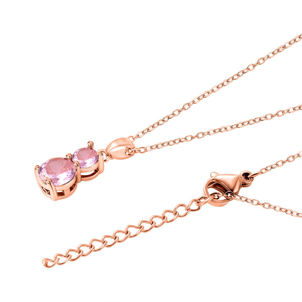4er Set, Rosa Zirkonia Armband, Anhänger mit Kette und Ohrringen, Messing ca. 17,60 ct