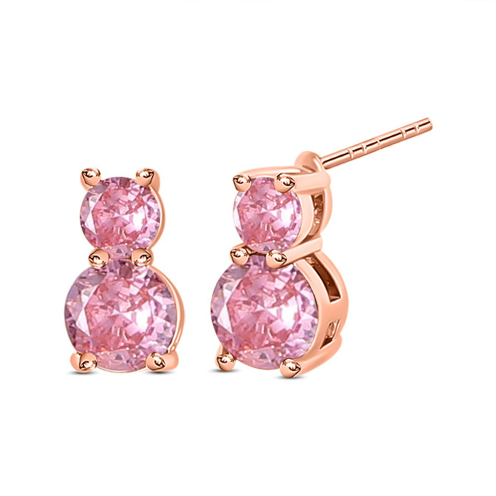 4er Set, Rosa Zirkonia Armband, Anhänger mit Kette und Ohrringen, Messing ca. 17,60 ct