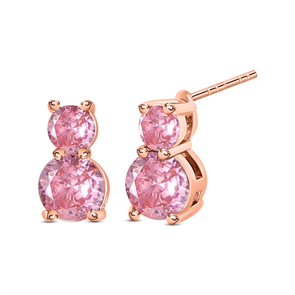 4er Set, Rosa Zirkonia Armband, Anhänger mit Kette und Ohrringen, Messing ca. 17,60 ct