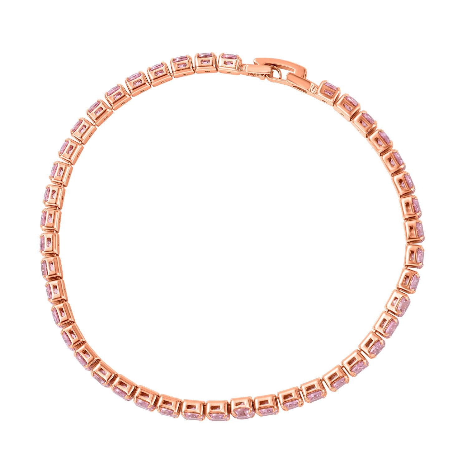 4er Set, Rosa Zirkonia Armband, Anhänger mit Kette und Ohrringen, Messing ca. 17,60 ct