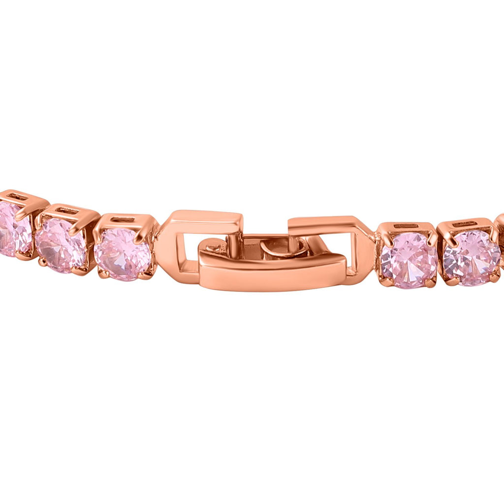 4er Set, Rosa Zirkonia Armband, Anhänger mit Kette und Ohrringen, Messing ca. 17,60 ct