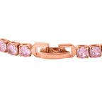 4er Set, Rosa Zirkonia Armband, Anhänger mit Kette und Ohrringen, Messing ca. 17,60 ct