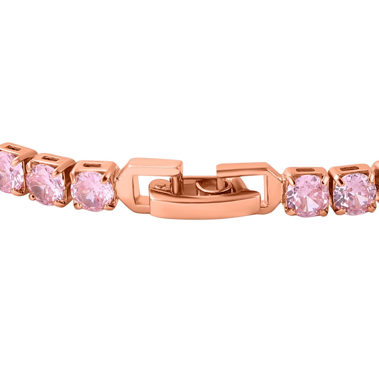 4er Set, Rosa Zirkonia Armband, Anhänger mit Kette und Ohrringen, Messing ca. 17,60 ct