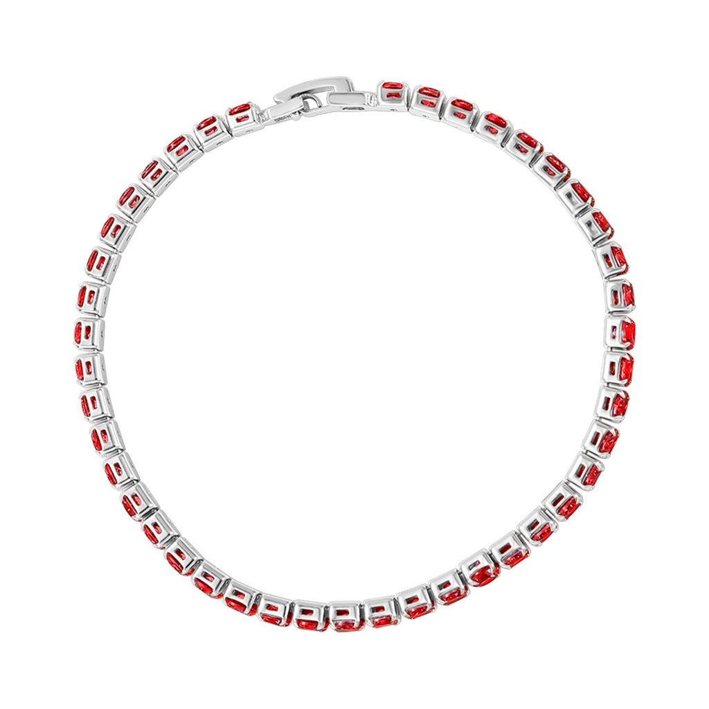 4er Set, Granat Zirkonia Armband, Anhänger mit Kette und Ohrringen, Messing ca. 17,60 ct