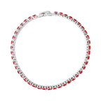 4er Set, Granat Zirkonia Armband, Anhänger mit Kette und Ohrringen, Messing ca. 17,60 ct