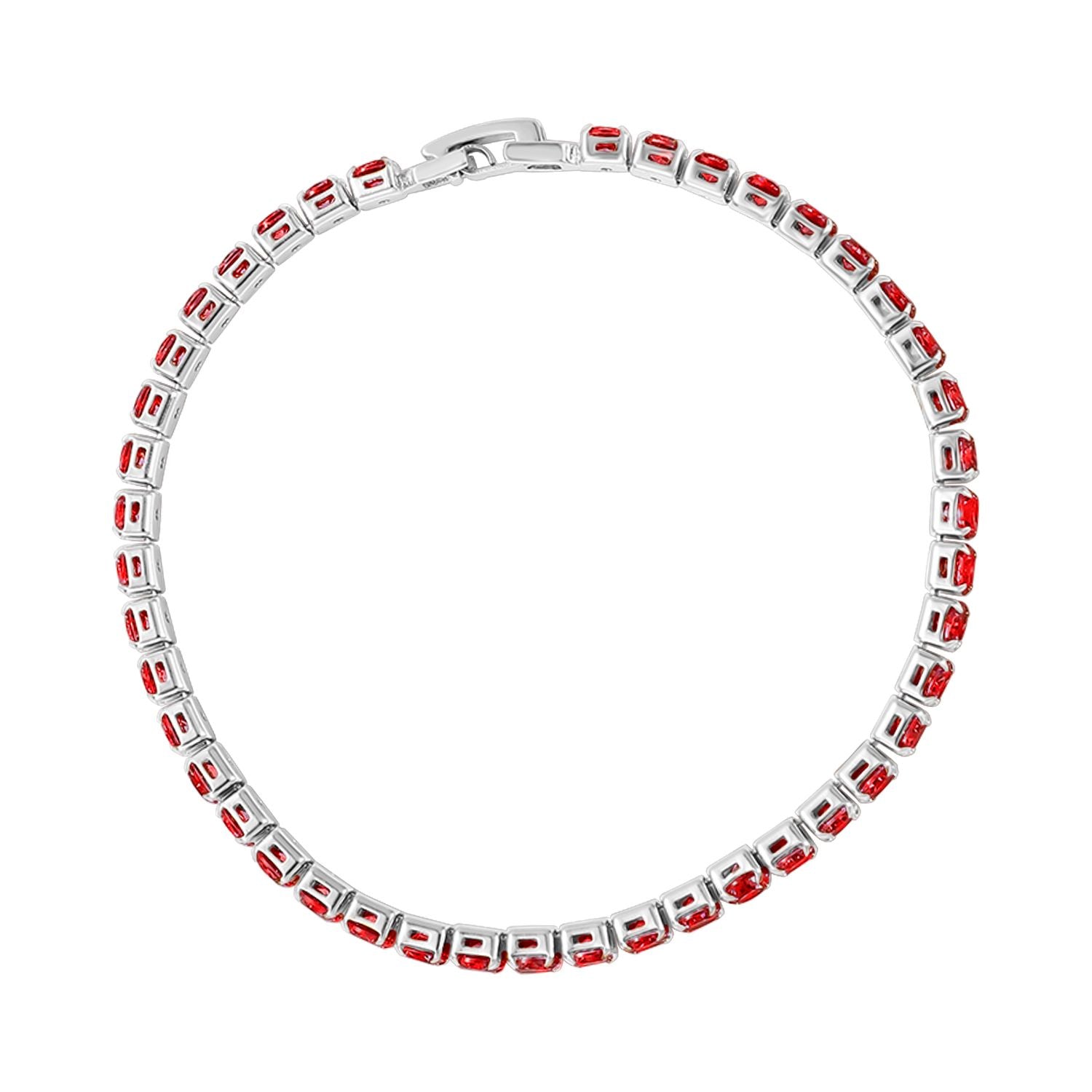 4er Set, Granat Zirkonia Armband, Anhänger mit Kette und Ohrringen, Messing ca. 17,60 ct