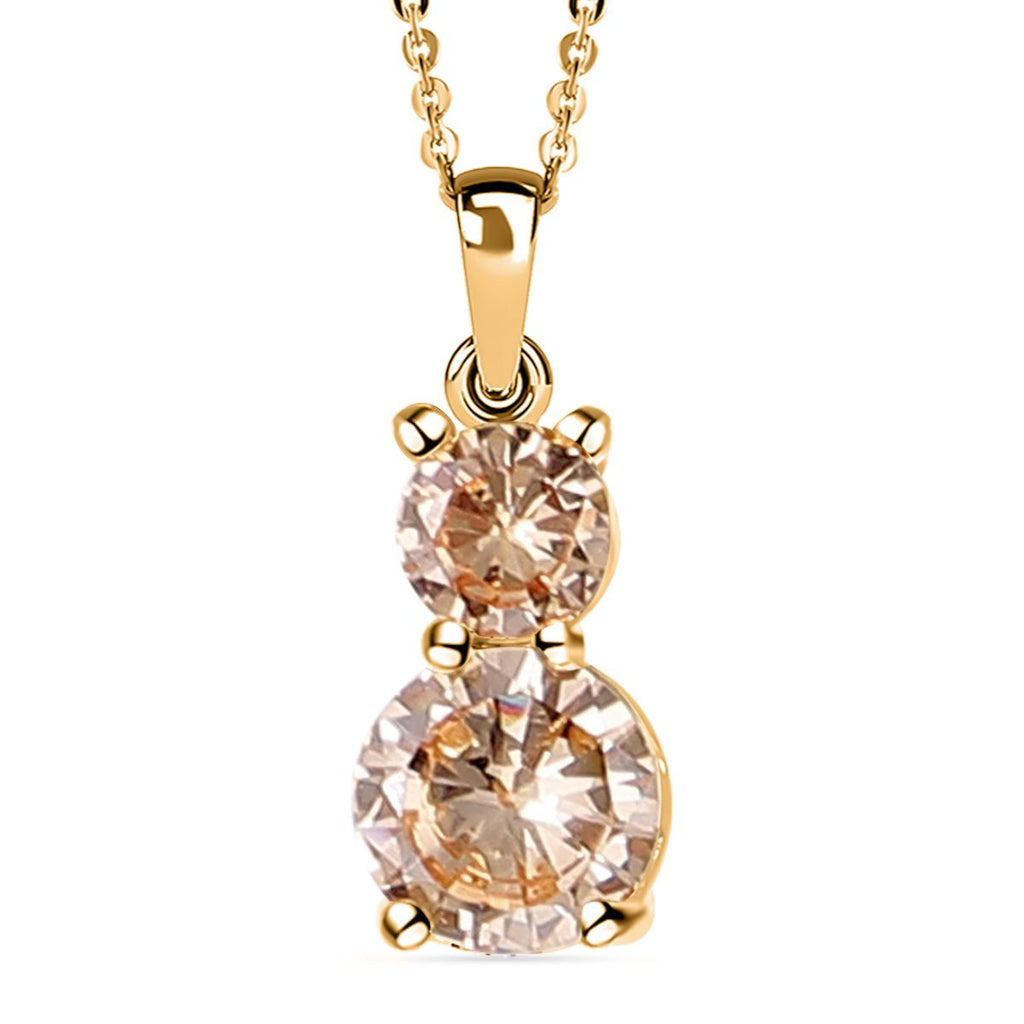 4er Set, Champagner Zirkonia Armband, Anhänger mit Kette und Ohrringen, Messing ca. 17.60 ct