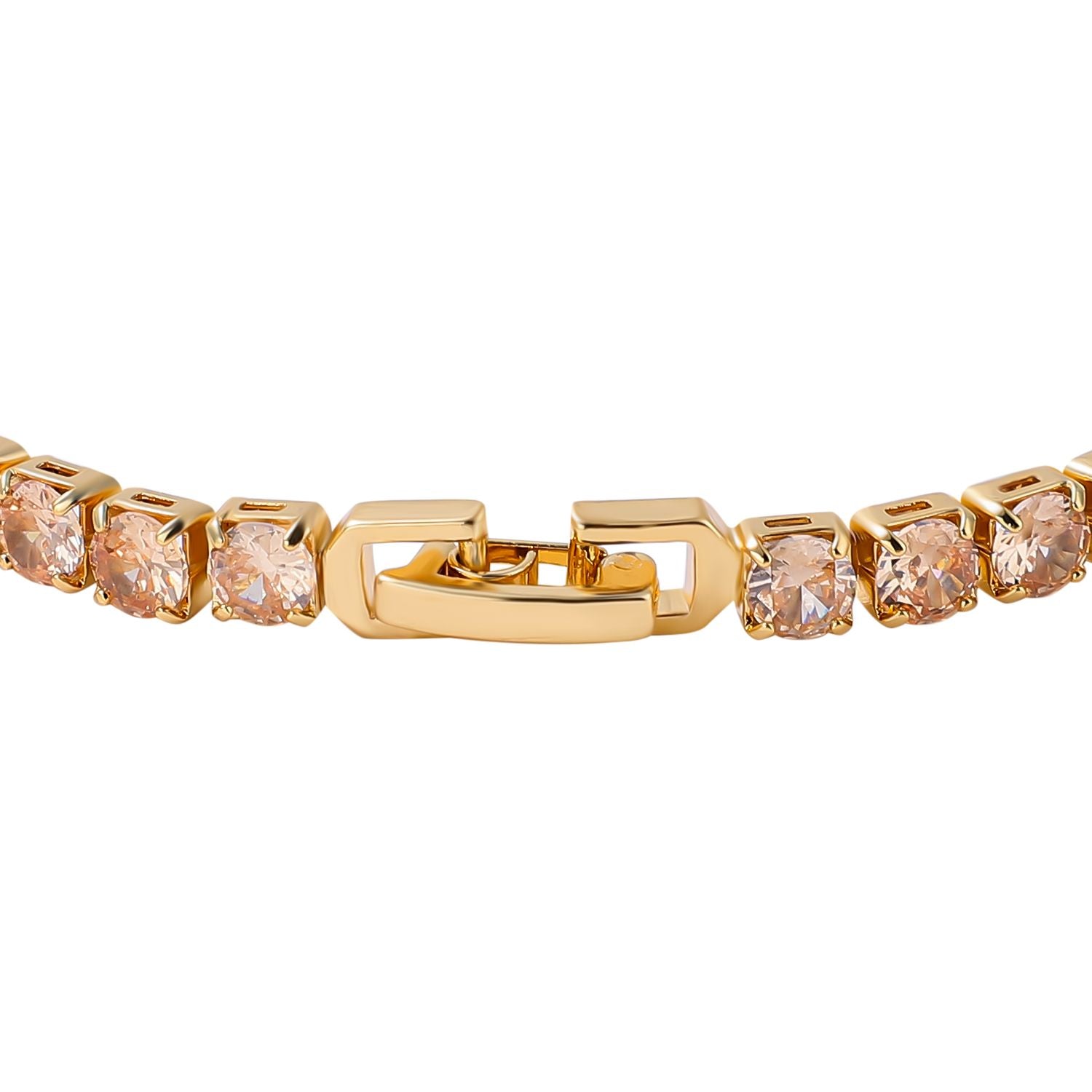 4er Set, Champagner Zirkonia Armband, Anhänger mit Kette und Ohrringen, Messing ca. 17.60 ct