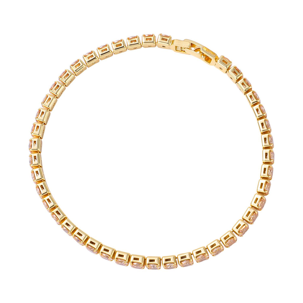 4er Set, Champagner Zirkonia Armband, Anhänger mit Kette und Ohrringen, Messing ca. 17.60 ct