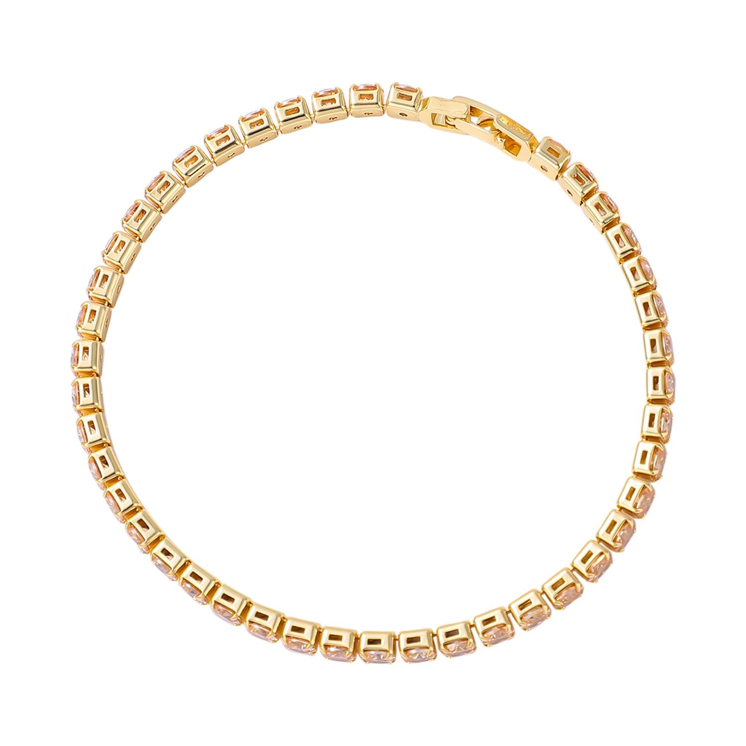 4er Set, Champagner Zirkonia Armband, Anhänger mit Kette und Ohrringen, Messing ca. 17.60 ct