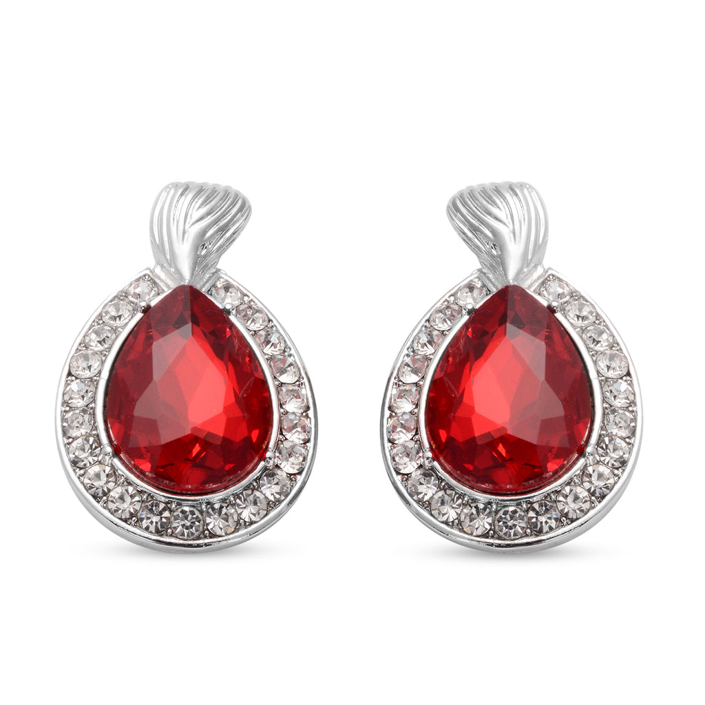 Designer Glaskristall-Halskette und Ohrringe, rot, ca. 56,03 ct