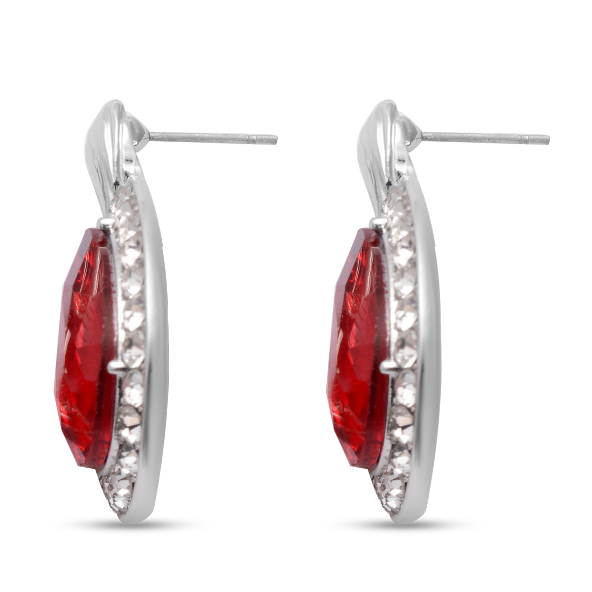 Designer Glaskristall-Halskette und Ohrringe, rot, ca. 56,03 ct