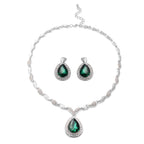 2er Set - Designer Glaskristall-Halskette und Ohrringe, silberfarben, grün, ca. 57.15 ct