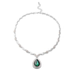 2er Set - Designer Glaskristall-Halskette und Ohrringe, silberfarben, grün, ca. 57.15 ct