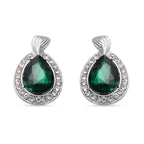 2er Set - Designer Glaskristall-Halskette und Ohrringe, silberfarben, grün, ca. 57.15 ct