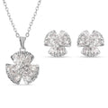 2er-Set Weißer Zirkonia Ohrringe und Anhänger mit Kette 40+5 cm Edelstahl, Rosefarben ca. 4,50 ct