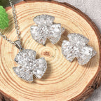 2er-Set Weißer Zirkonia Ohrringe und Anhänger mit Kette 40+5 cm Edelstahl, Rosefarben ca. 4,50 ct