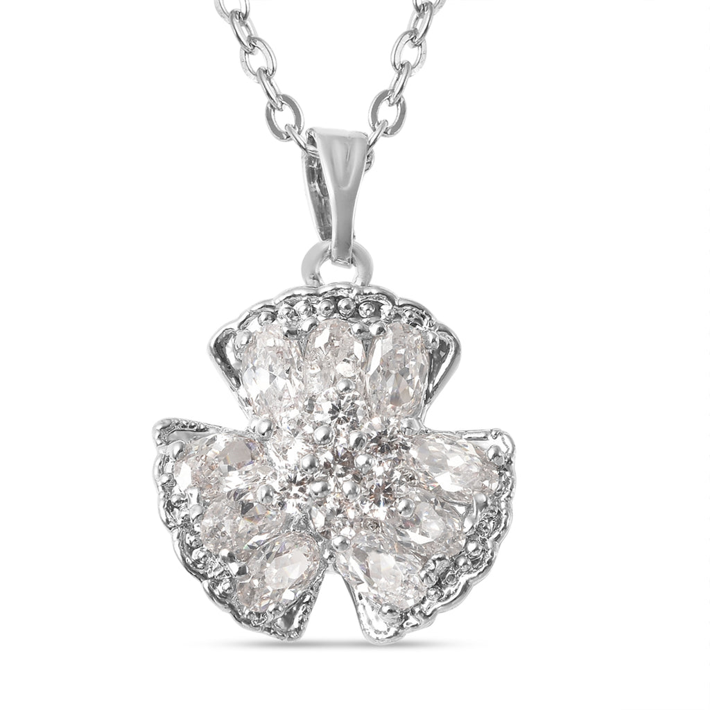 2er-Set Weißer Zirkonia Ohrringe und Anhänger mit Kette 40+5 cm Edelstahl, Rosefarben ca. 4,50 ct