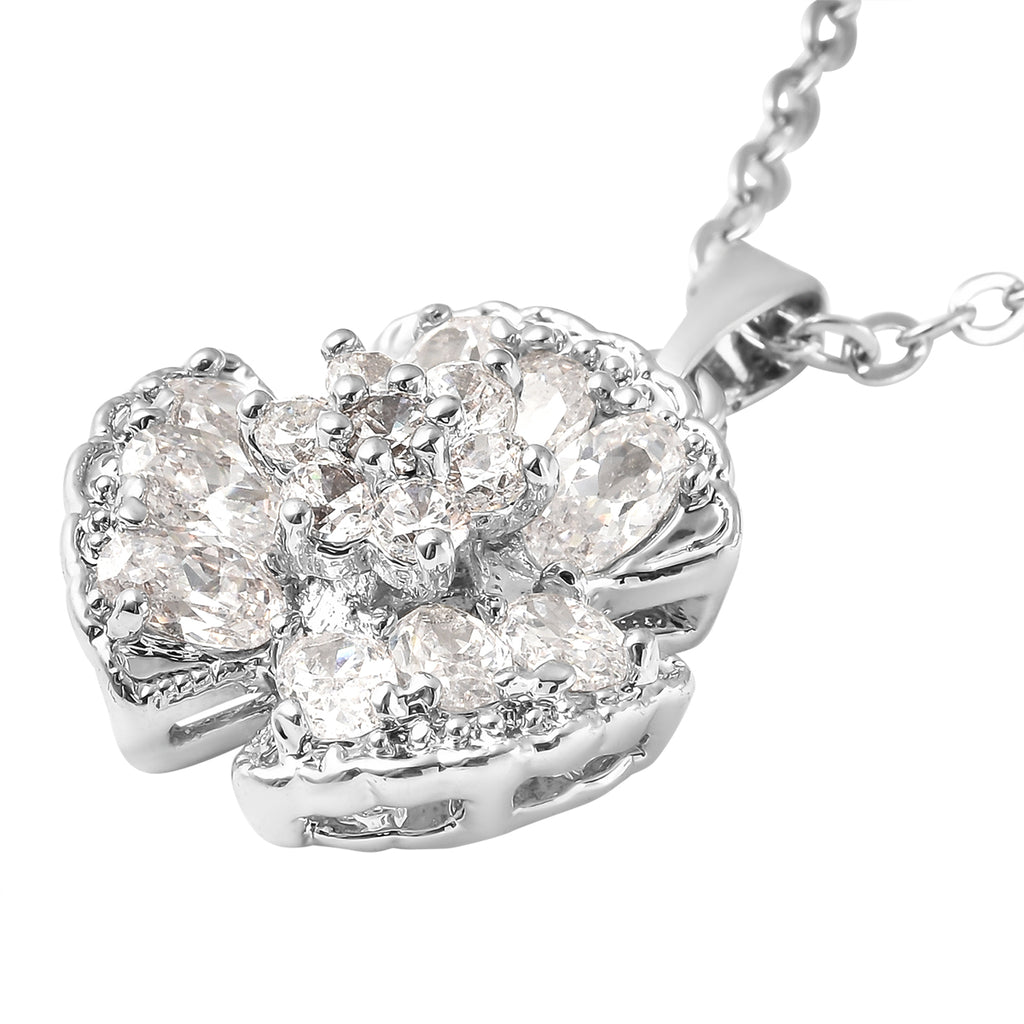 2er-Set Weißer Zirkonia Ohrringe und Anhänger mit Kette 40+5 cm Edelstahl, Rosefarben ca. 4,50 ct