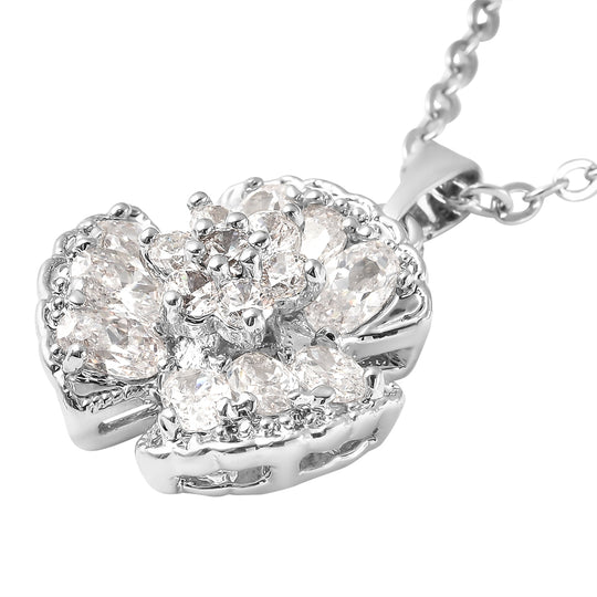 2er-Set Weißer Zirkonia Ohrringe und Anhänger mit Kette 40+5 cm Edelstahl, Rosefarben ca. 4,50 ct