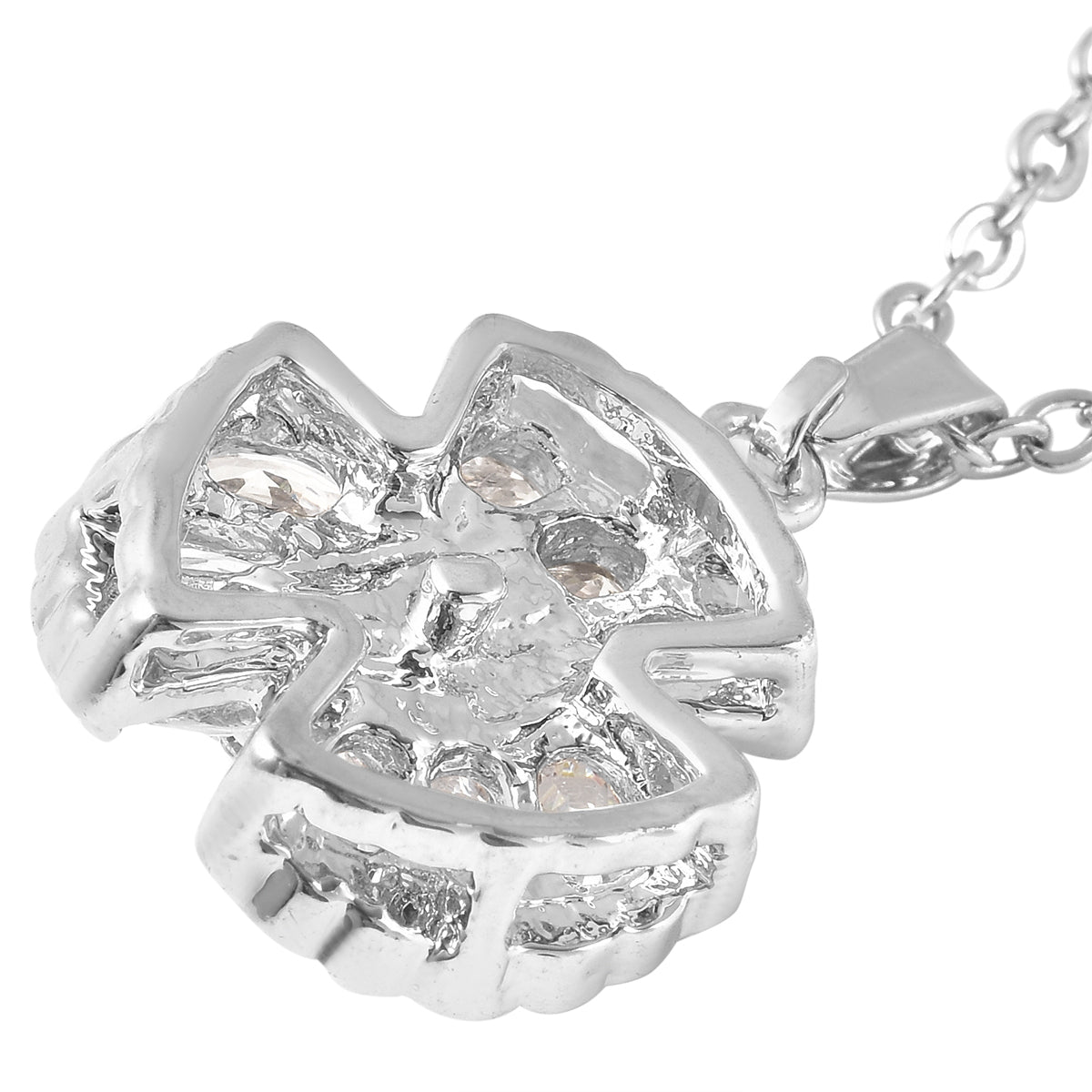 2er-Set Weißer Zirkonia Ohrringe und Anhänger mit Kette 40+5 cm Edelstahl, Rosefarben ca. 4,50 ct