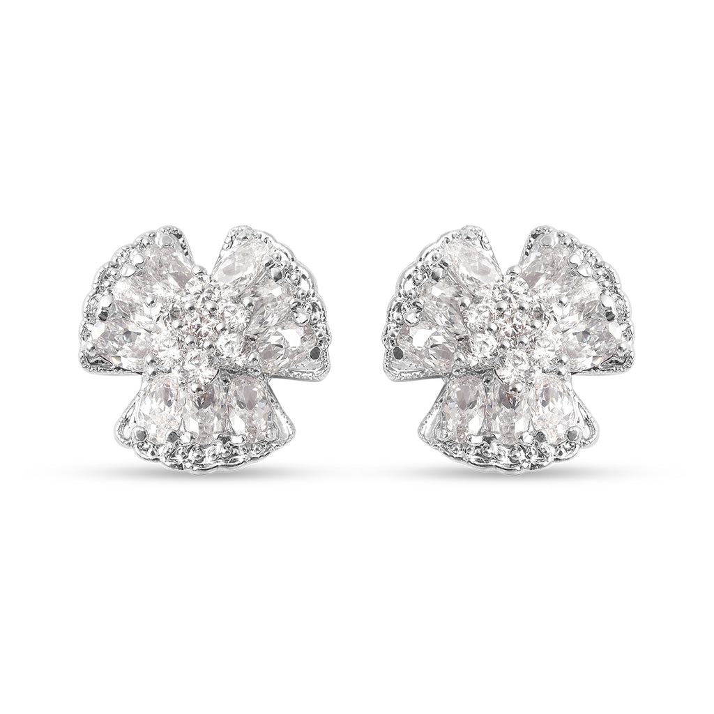 2er-Set Weißer Zirkonia Ohrringe und Anhänger mit Kette 40+5 cm Edelstahl, Rosefarben ca. 4,50 ct