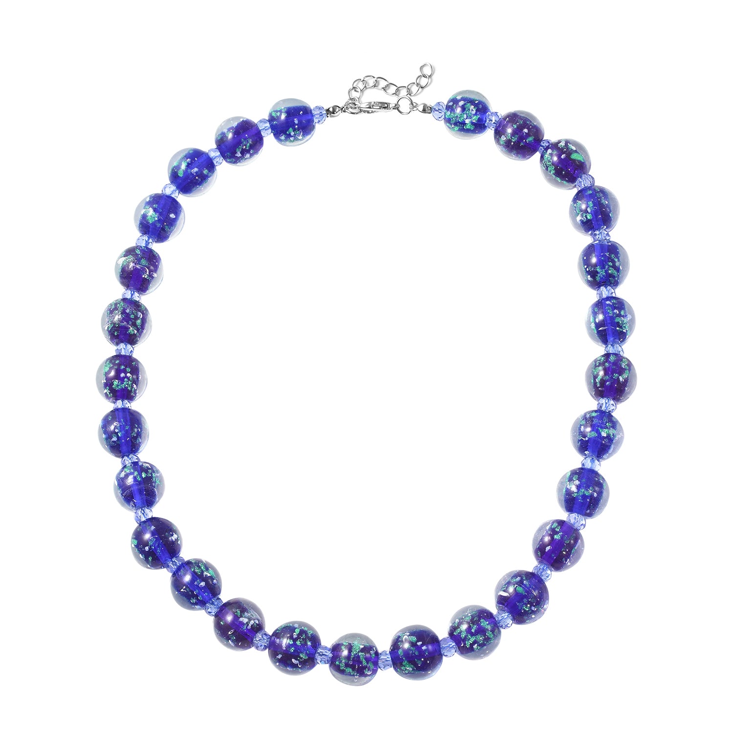 Murano-Stil - blaue Glas-Halskette und Ohrringe