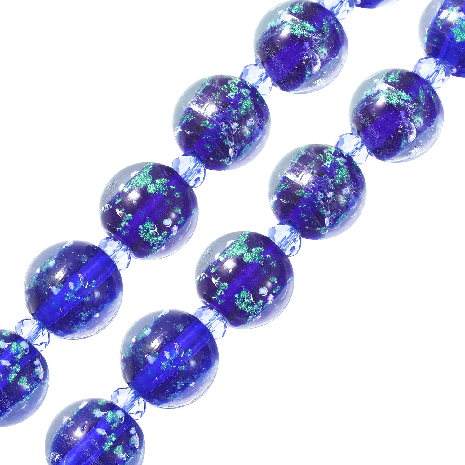 Murano-Stil - blaue Glas-Halskette und Ohrringe