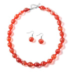 Murano-Stil - rote Glas-Halskette und Ohrringe