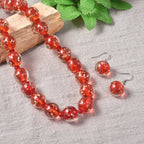 Murano-Stil - rote Glas-Halskette und Ohrringe