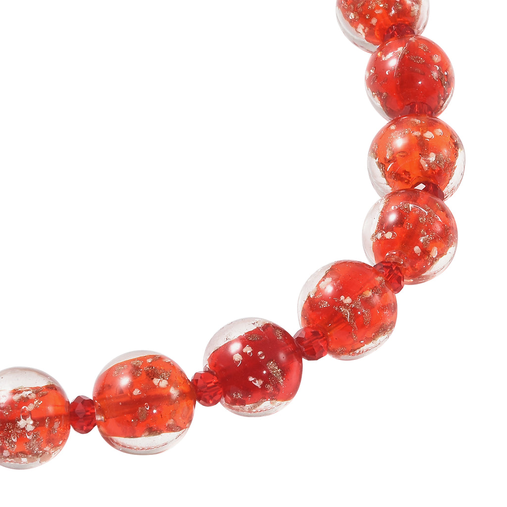 Murano-Stil - rote Glas-Halskette und Ohrringe