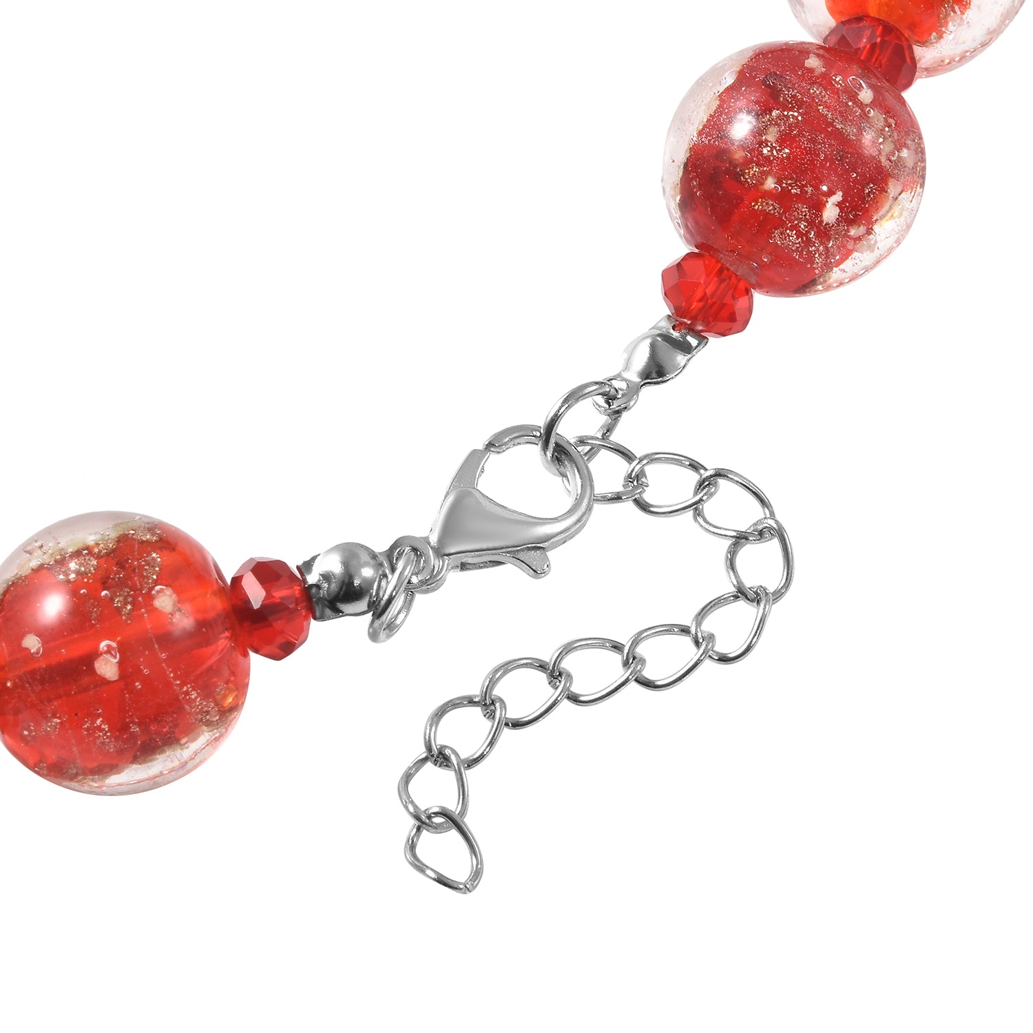 Murano-Stil - rote Glas-Halskette und Ohrringe