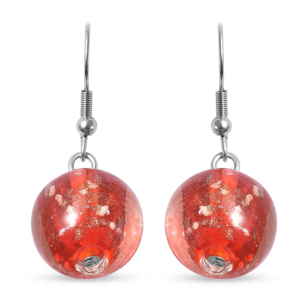 Murano-Stil - rote Glas-Halskette und Ohrringe