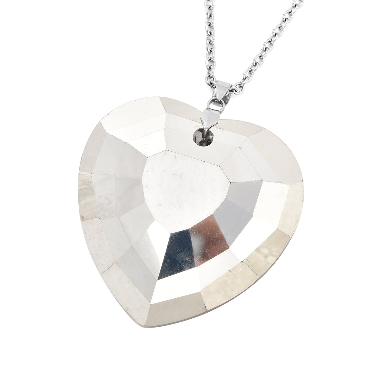 Glas-Anhänger mit Kette, Grün Herz, Edelstahl ca. 165,00 ct