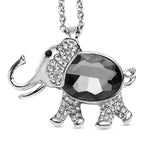 Mehrfarbiger Kristall Elefant-Anhänger mit Kette, ca. 74+5 cm, silberfarben