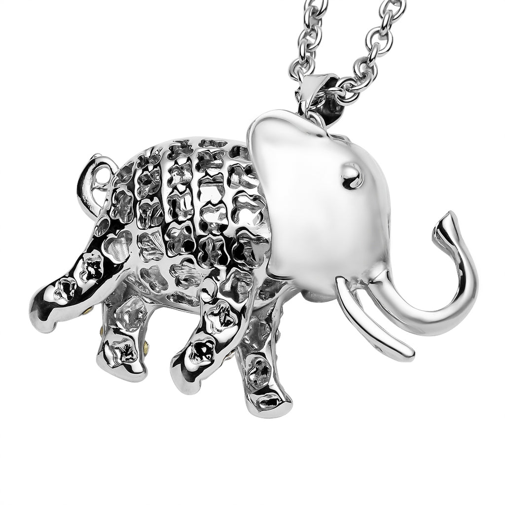 Mehrfarbiger Kristall Elefant-Anhänger mit Kette, ca. 74+5 cm, silberfarben