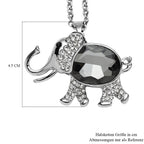 Mehrfarbiger Kristall Elefant-Anhänger mit Kette, ca. 74+5 cm, silberfarben