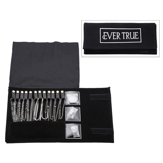 EVER TRUE 15er - Set Halskette, ca. 50-75 cm, Armband, ca. 18-22 cm, Creolen, Ohrstecker, Magnetschließe Extender mit Schmuckmappe 316L Edelstahl vergoldet