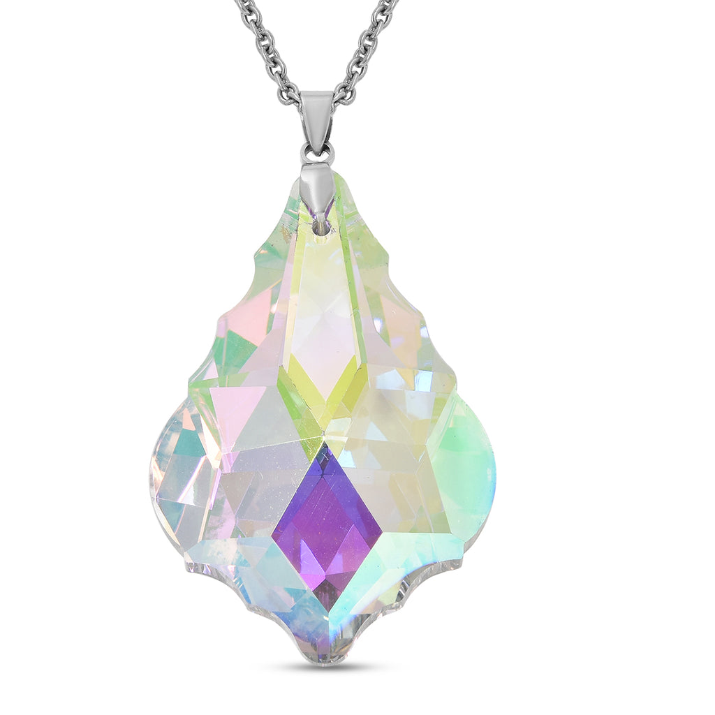 Glas Anhänger mit Kette, Lila, Edelstahl ca. 90.00 ct
