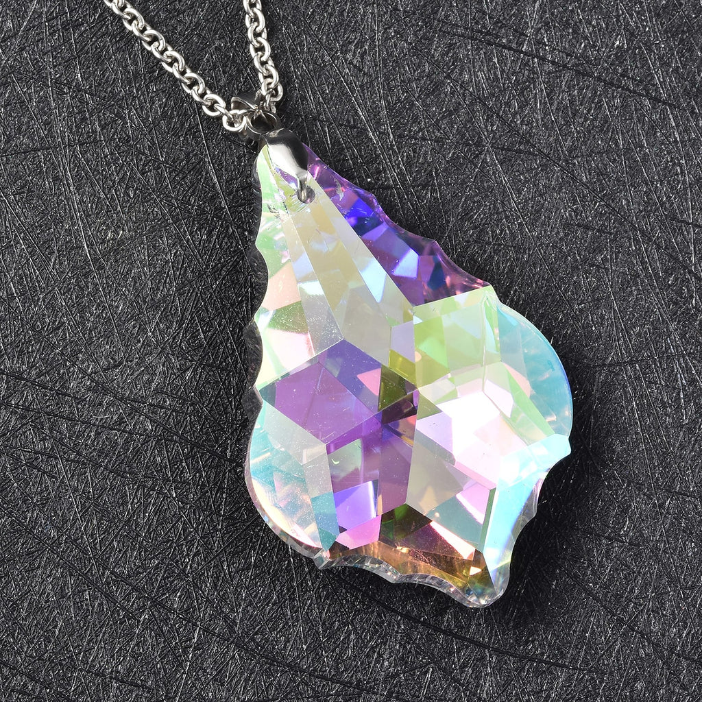 Glas Anhänger mit Kette, Lila, Edelstahl ca. 90.00 ct