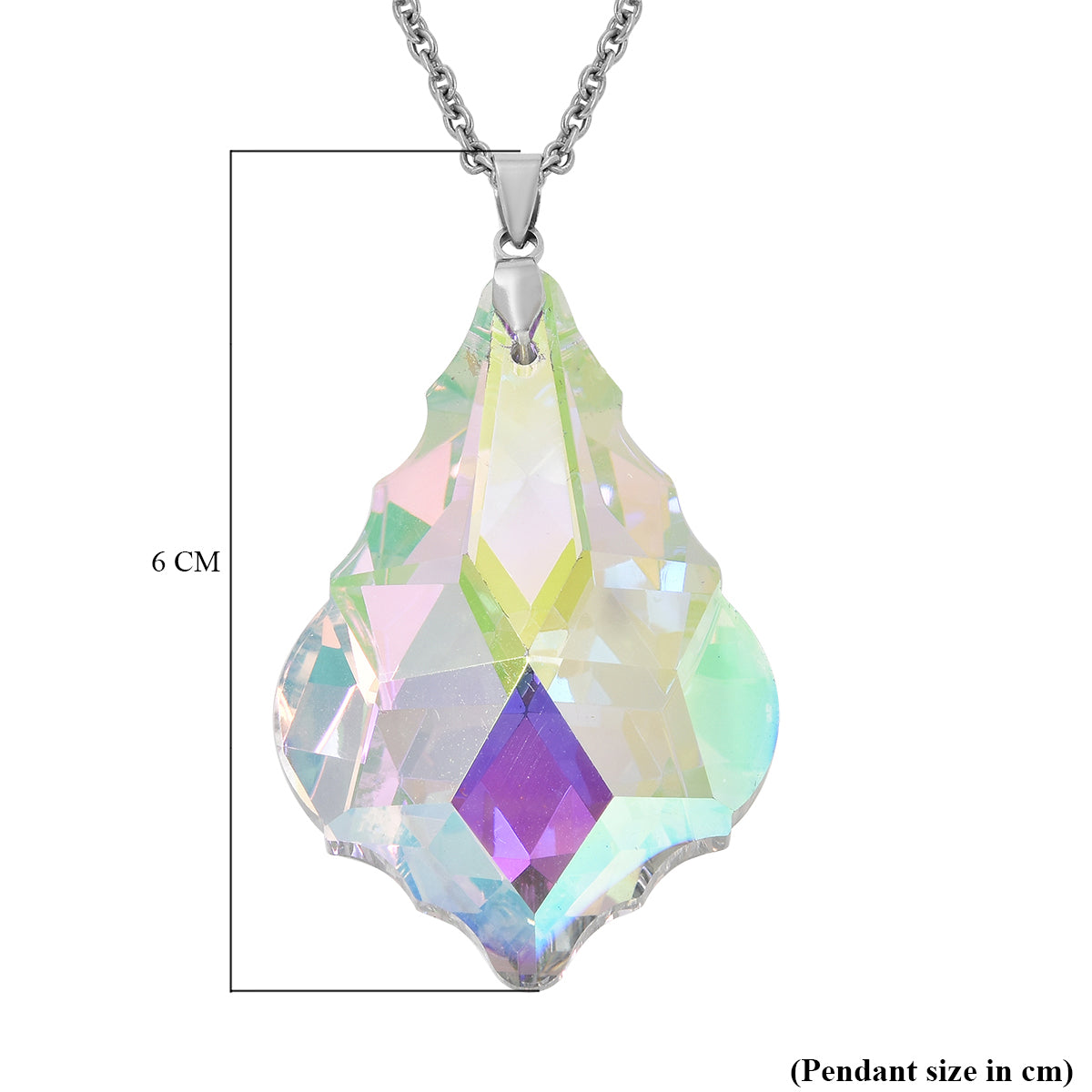Glas Anhänger mit Kette, Lila, Edelstahl ca. 90.00 ct