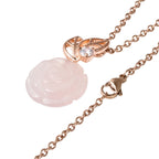 Rosa Quarz und Zirkonia Anhänger mit Kette 45 cm Messing ca. 23,50 ct