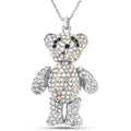 Mehrfarbiger Kristall Teddybär-Anhänger mit Kette, ca. 60+5 cm, Edelstahl