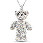Mehrfarbiger Kristall-Teddybär Anhänger mit Kette, ca. 60+5 cm, Edelstahl